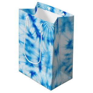 Blue White Spiral Tie Dye Medium Gift Bag