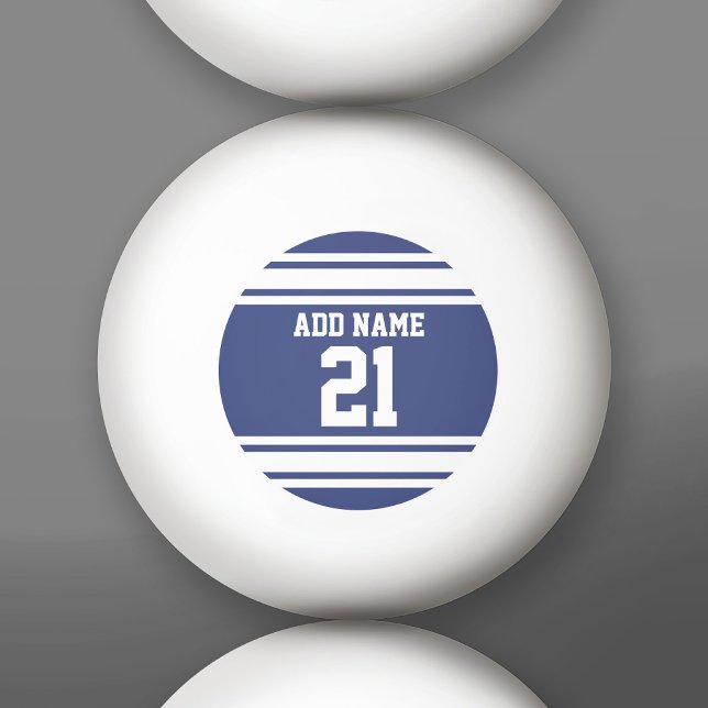 Blue White Sports Jersey Custom Name Number Ping Pong Ball (Custom Ping Pong Balls)