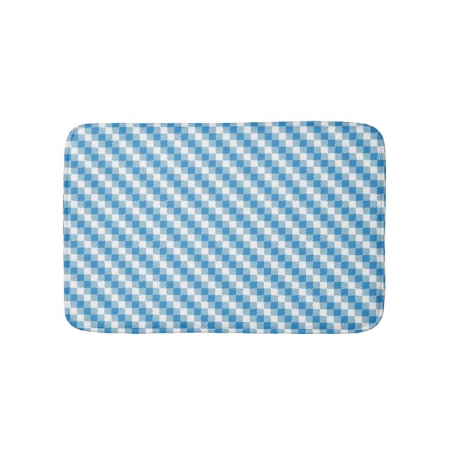 Blue-white squares background bath mat (Front)