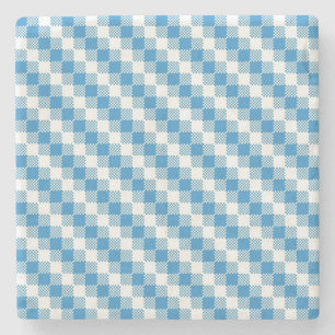 Blue-white squares background stone coaster