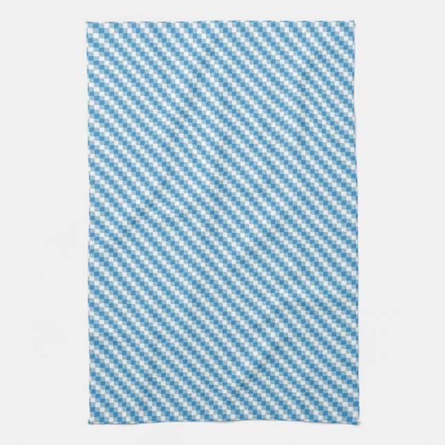 Blue-white squares background tea towel (Vertical)
