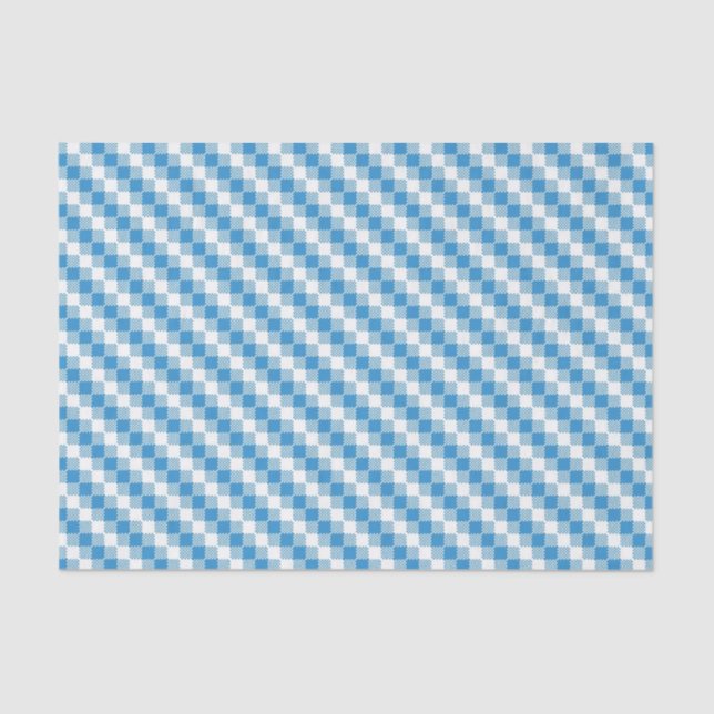Blue-white squares background tissue paper (Front)