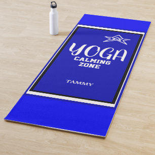 Blue White Star Name Yoga Mat
