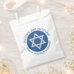 Blue White Star of David Bar Mitzvah  Favour Bags<br><div class="desc">Favour bags for a bar mitzvah with a white star of David against a blue background. Personalise with name in an arch around the star.</div>