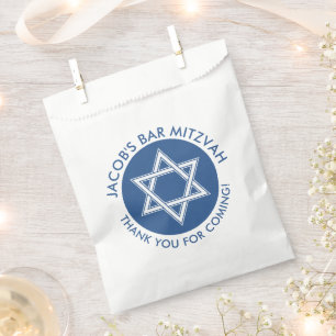 Blue White Star of David Bar Mitzvah Favour Bags