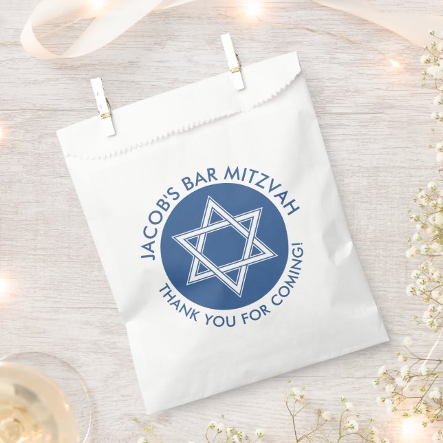 Blue White Star of David Bar Mitzvah  Favour Bags (Clipped)