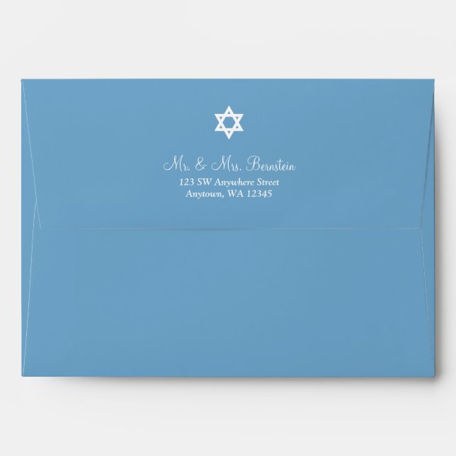 Blue White Star of David Return Address A7 Envelope (Back (Top Flap))