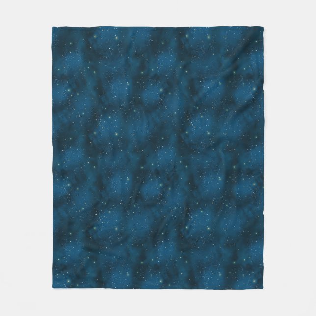 Blue & White Starry Night Celestial Fleece Blanket (Front)