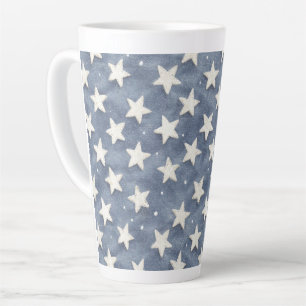 Blue White Stars Latte Mug
