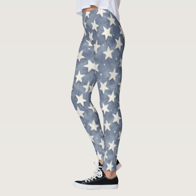 Blue White Stars   Leggings (Left)