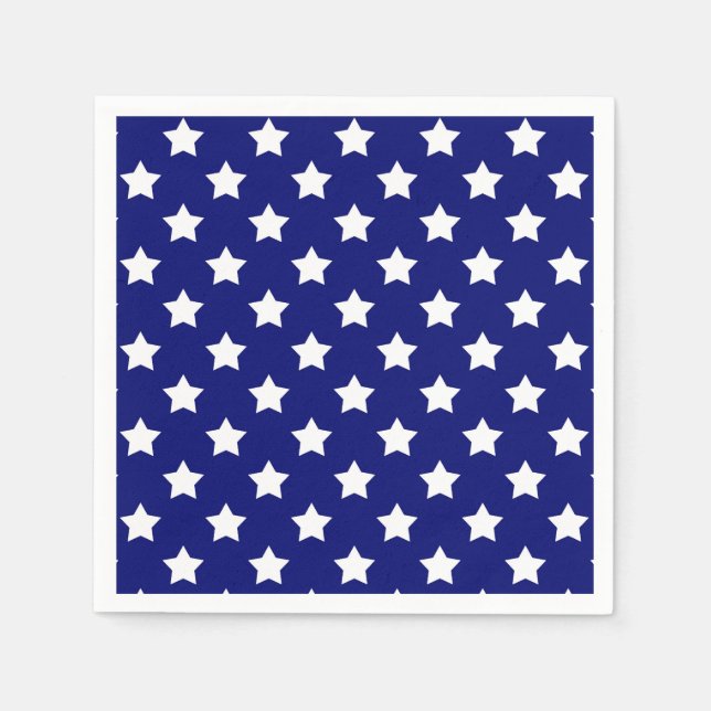 Blue White Stars Pattern Decorative Napkin (Front)