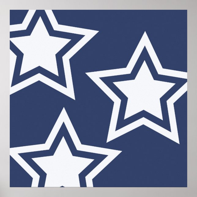 Blue White Stars Poster (Front)