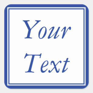 Blue & White Stickers or Labels w/ Custom Text