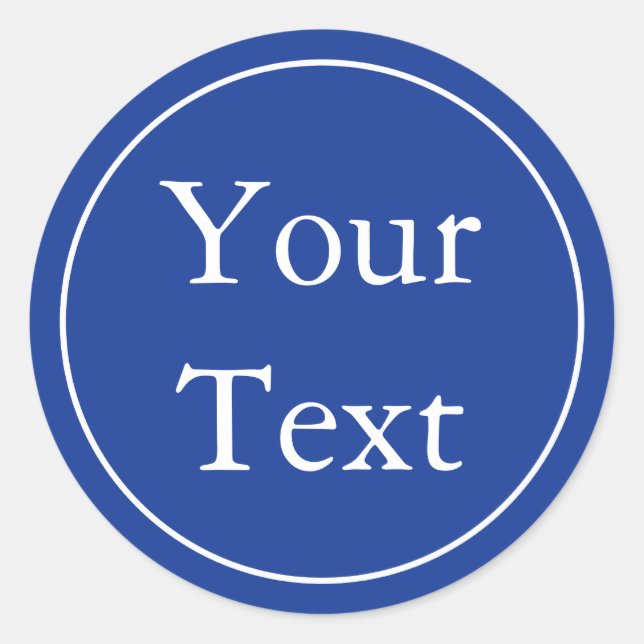 Blue & White Stickers or Labels w/ Custom Text (Front)