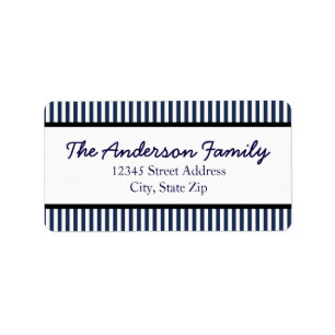 Blue & White Stripe - Address Label