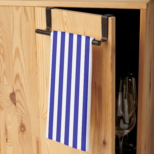 Blue White Stripe Chef  Tea Towel (Thirds Fold)