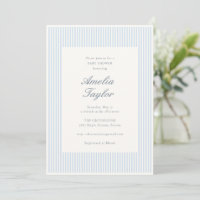 Blue White Stripe Classic Elegant Baby Shower