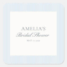 Blue White Stripe Classic Elegant Bridal Shower