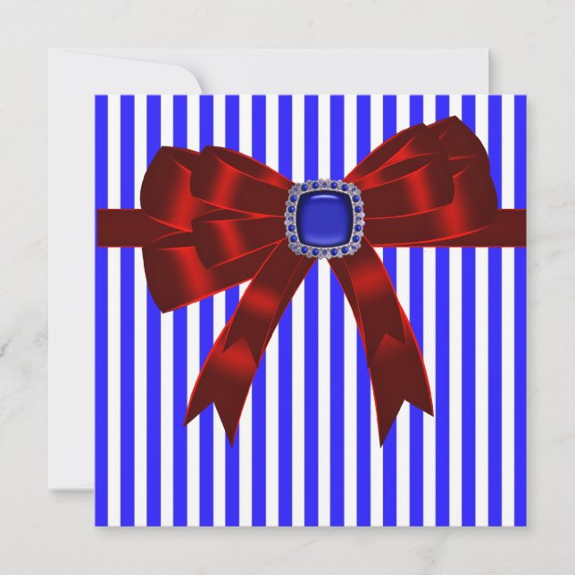 Blue White Stripe Company Picnic BBQ Invitation (Front)