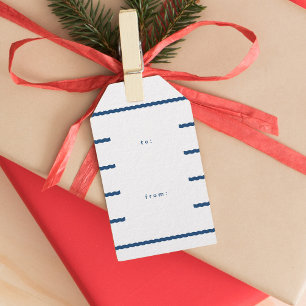 Blue white stripe cute to from holiday gift tags