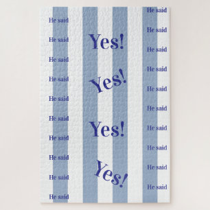 Blue & White Stripe He said Yes! Colors Puzzles 