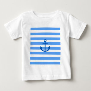 Blue & White Stripe Pattern with Anchor Baby T-Shirt
