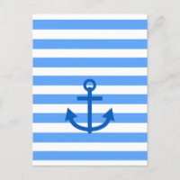 Blue & White Stripe Pattern with Anchor