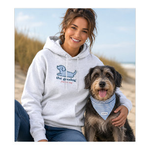Blue & White Stripe Seersucker Dog Silhouette Hoodie