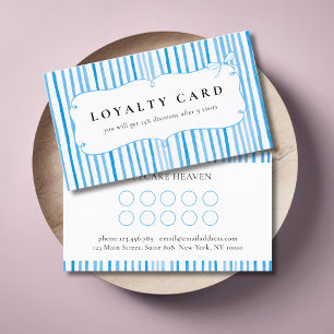Blue White Stripe Vintage Bow Loyalty Cards