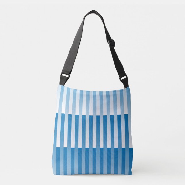 Blue White Striped Pattern Crossbody Bag (Front)