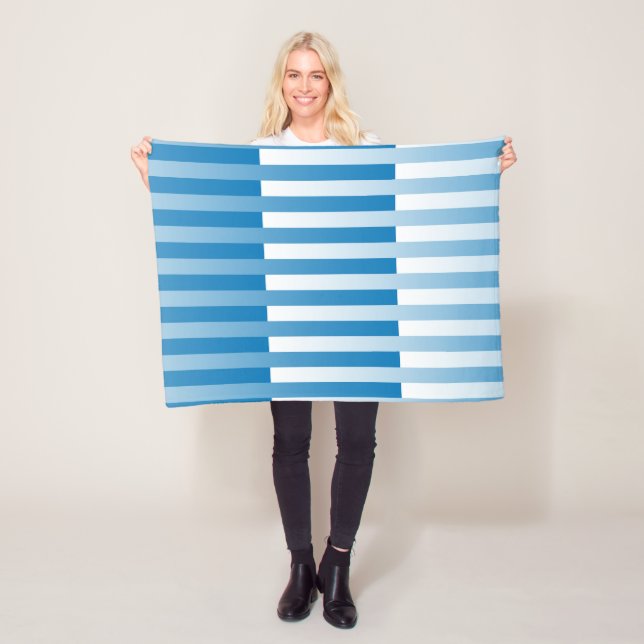 Blue White Striped Pattern Fleece Blanket (In Situ)