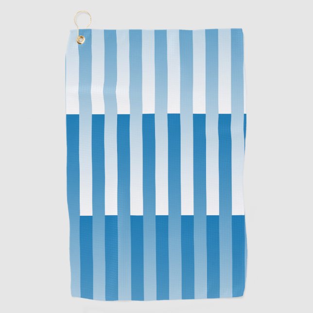 Blue White Striped Pattern Golf Towel (Front)