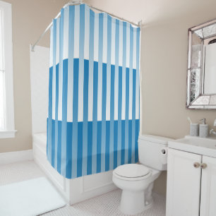 Blue White Striped Pattern Shower Curtain