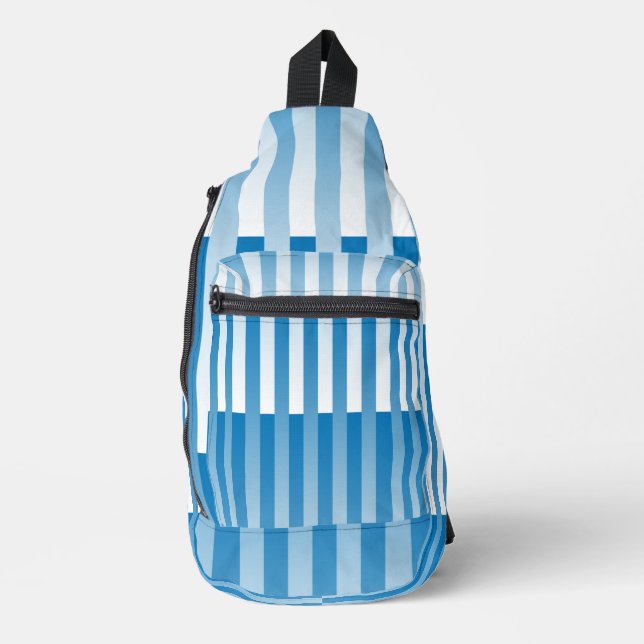 Blue White Striped Pattern Sling Bag (Front)