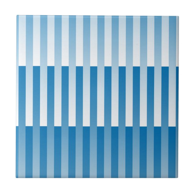 Blue White Striped Pattern Tile (Front)