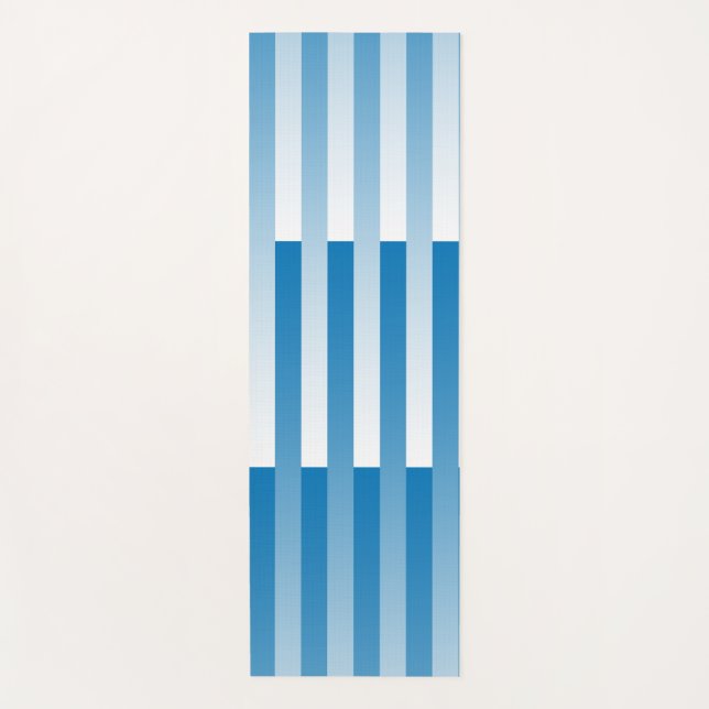 Blue White Striped Pattern Yoga Mat (Front)