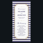 Blue White Striped Wedding Program Rack Cards<br><div class="desc">Customise this Stylish Modern Blue and White Striped Nautical Wedding Program Cards. Don't forget to personalise the back side too. Set as a template for an easy customisation. Below are links to a matching Wedding Invitation, RSVP Card, Guest Information Directions Cards, Rehearsal Dinner Invitation, Thank You Tag Cards and Stickers:...</div>