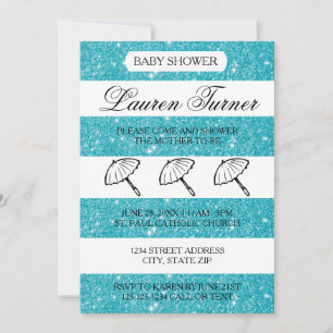Blue & White Stripes - Baby Shower Invitation