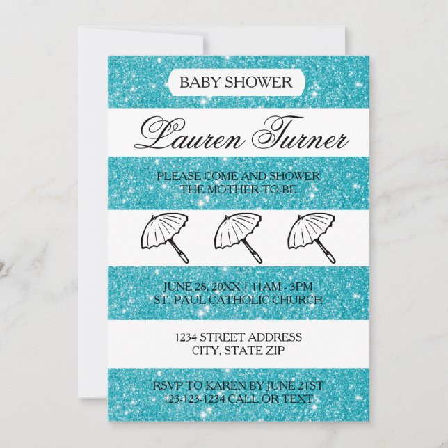 Blue & White Stripes - Baby Shower Invitation (Front)