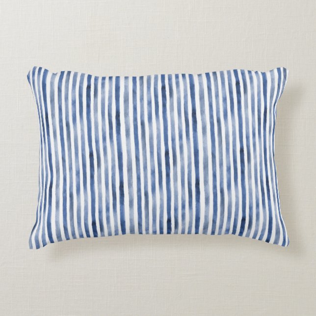 Blue White Stripes Birthday  Decorative Cushion (Front)
