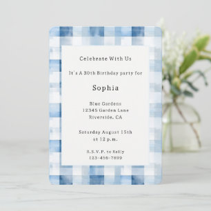 Blue White Stripes Birthday Invitation