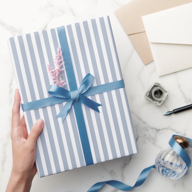 Blue White Stripes Birthday Wrapping Paper (Gifting)