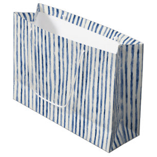 Blue White Stripes Bridal Shower Large Gift Bag