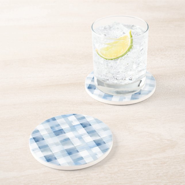 Blue White Stripes Coaster (Side)