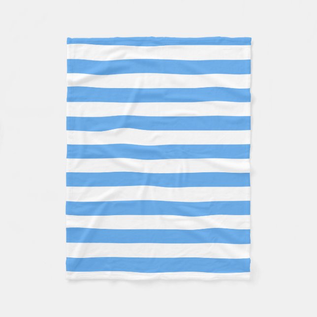 Blue White Stripes Elegant Template Decorative Fleece Blanket (Front)