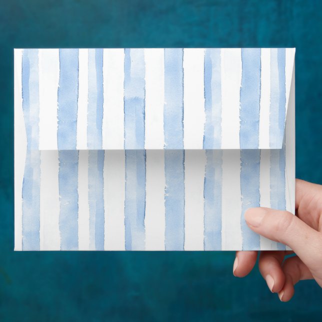 Blue White Stripes  Envelope (Hand)