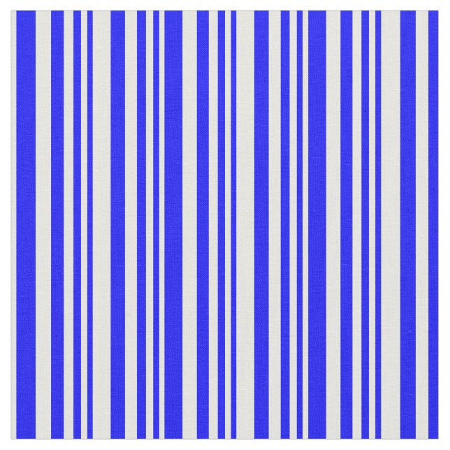 Blue & White Stripes/Lines Pattern Fabric (Close Up)