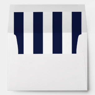 Blue & White Stripes Modern Striped Invitation Envelope