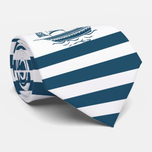 Blue & white stripes nautical wind sailing boat 2 tie
