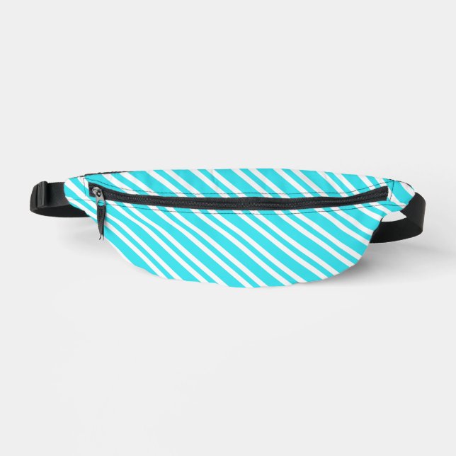 Blue White Stripes Pattern Bum Bags (Front)